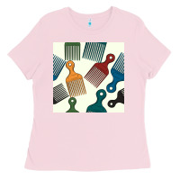 Bubblegum Pink afro combs seamless patterns Ladies Tee - BundleAndBundleShop