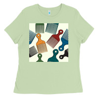 Matcha afro combs seamless patterns Ladies Tee - BundleAndBundleShop