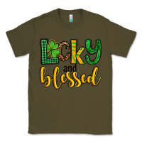 Army Green St. Patrick's Lucky and blessed Classic Tee - OliviaCreatesArt