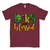 Burgundy St. Patrick's Lucky and blessed Classic Tee - OliviaCreatesArt