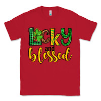 Red St. Patrick's Lucky and blessed Classic Tee - OliviaCreatesArt