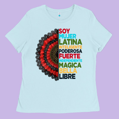 Hispanic Heritage Month Hand Fan Ladies Tee Designed By Bundleandbundleshop