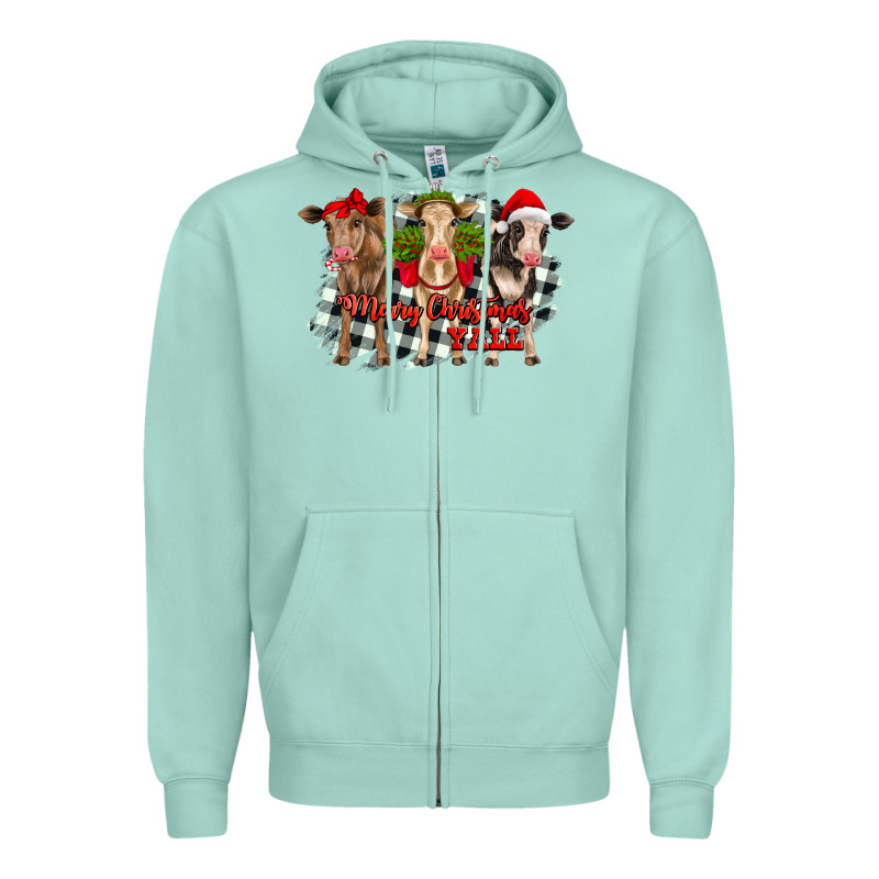 Merry Christmas Y'all Heifers Zipper Hoodie by RanaPortraitStore | Teevron