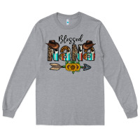 Heather Grey blessed nana Long Sleeve Tee - CowhideDigitalArt