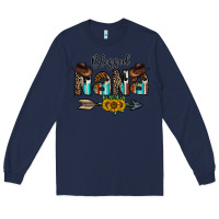 Navy blessed nana Long Sleeve Tee - CowhideDigitalArt