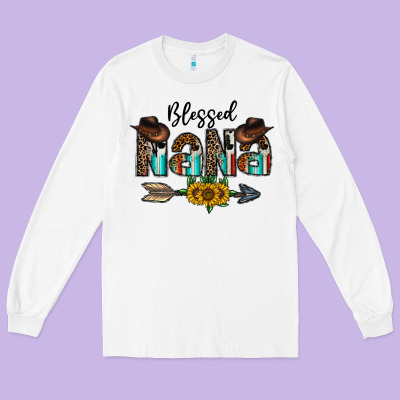 Blessed Nana Long Sleeve Tee Designed By Cowhidedigitalart