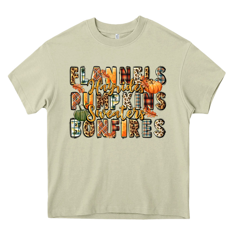 Flannels Hayrides Pumpkins  Bonfires Heavy Core Tee by FaDigitalArtStudio | Teevron