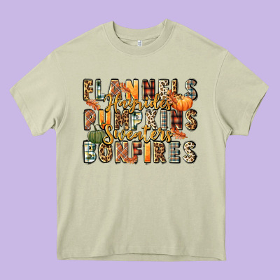 Flannels Hayrides Pumpkins  Bonfires Heavy Core Tee Designed By Fadigitalartstudio