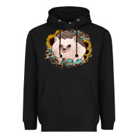 Black hedgehog with sunflowers and leopard Heavyweight Hoodie - Jasminsmagicworld