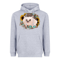 Heather Grey hedgehog with sunflowers and leopard Heavyweight Hoodie - Jasminsmagicworld