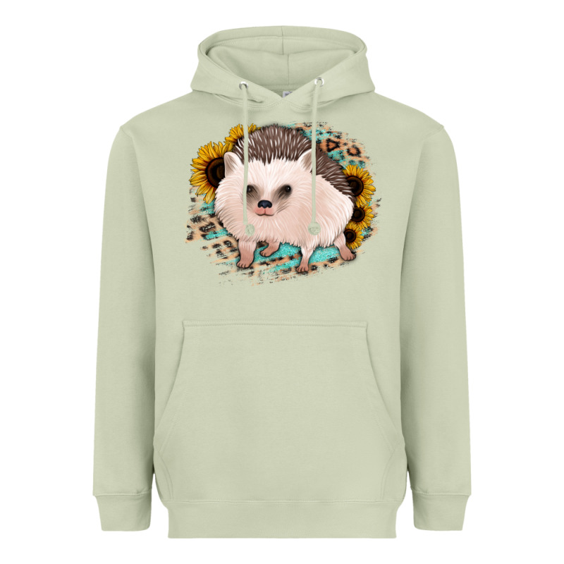Hedgehog With Sunflowers And Leopard Heavyweight Hoodie by Jasminsmagicworld | Teevron