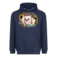 Navy hedgehog with sunflowers and leopard Heavyweight Hoodie - Jasminsmagicworld