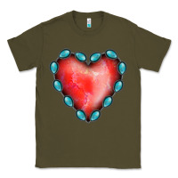 Army Green Gemstone Red Heart Classic Tee - Jasminsmagicworld