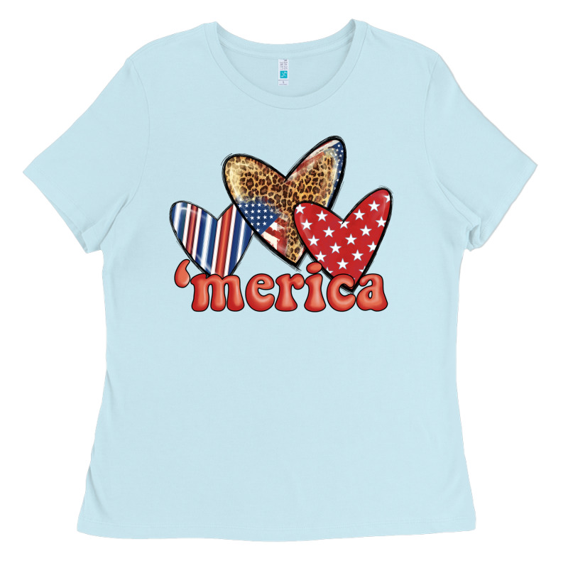 Merica 4th Of July Hearts Ladies Tee by BundleAndBundleShop | Teevron