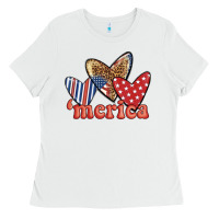 White merica 4th of july hearts Ladies Tee - BundleAndBundleShop