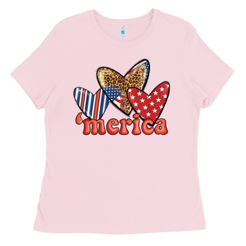 Merica 4th Of July Hearts Ladies Tee by BundleAndBundleShop | Teevron