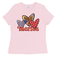 Bubblegum Pink merica 4th of july hearts Ladies Tee - BundleAndBundleShop