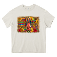 Our Lady Of Guadalupe Glitter Leopard Flowers Heavy Core Tee | Teevron
