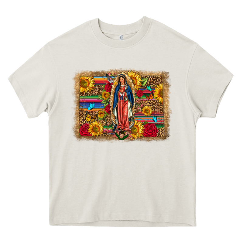 Our Lady Of Guadalupe Glitter Leopard Flowers Heavy Core Tee by FaDigitalArtStudio | Teevron