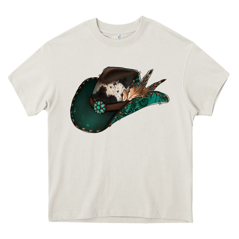 Cowhide Flowers Cowboy Hat Heavy Core Tee by Jasminsmagicworld | Teevron