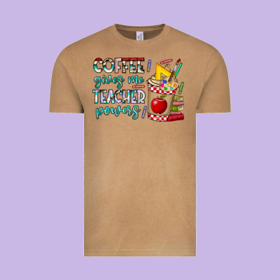 Coffee Gives Me Teacher Powers Vintage Tee Designed By Cowhidedigitalart