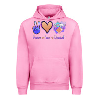 Fuchsia Pink Peace Love Dental Urban Hoodie - Jasminsmagicworld