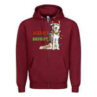 Burgundy Merry And Bright Husky Zipper Hoodie - RanaPortraitStore