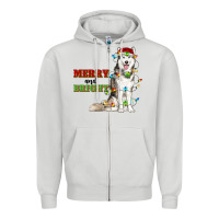 Dove Grey Merry And Bright Husky Zipper Hoodie - RanaPortraitStore