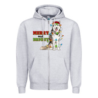Heather Grey Merry And Bright Husky Zipper Hoodie - RanaPortraitStore