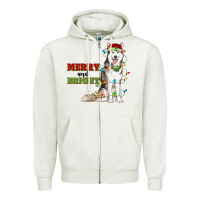Oatmeal Heather Merry And Bright Husky Zipper Hoodie - RanaPortraitStore