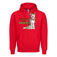 Red Merry And Bright Husky Zipper Hoodie - RanaPortraitStore