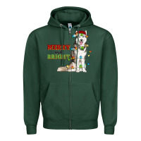 Sports Green Merry And Bright Husky Zipper Hoodie - RanaPortraitStore