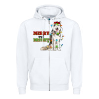 White Merry And Bright Husky Zipper Hoodie - RanaPortraitStore