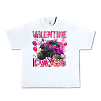 White Valentine Day Urban Heavy Tee - CowhideDigitalArt