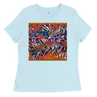 Baby Blue african ankara zebra seamless pattern Ladies Tee - BundleAndBundleShop