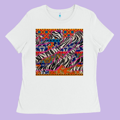 African Ankara Zebra Seamless Pattern Ladies Tee Designed By Bundleandbundleshop