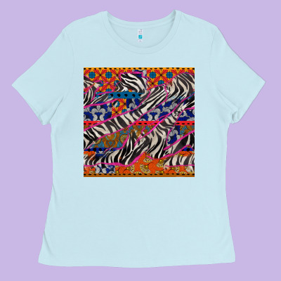 African Ankara Zebra Seamless Pattern Ladies Tee Designed By Bundleandbundleshop
