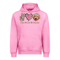 Fuchsia Pink Peace Love Labrador Urban Hoodie - Jasminsmagicworld