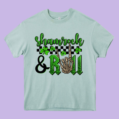 St. Patrick's Day Shamrock And Roll Heavy Core Tee Designed By Oliviacreatesart