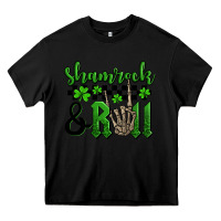 Black St. Patrick's Day Shamrock and roll Heavy Core Tee - OliviaCreatesArt