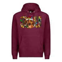Burgundy dachshund christmas joy Premium Hoodie - RanaPortraitStore