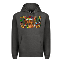 Charcoal Heather dachshund christmas joy Premium Hoodie - RanaPortraitStore