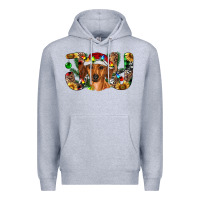Heather Grey dachshund christmas joy Premium Hoodie - RanaPortraitStore