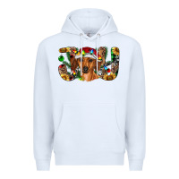 White dachshund christmas joy Premium Hoodie - RanaPortraitStore