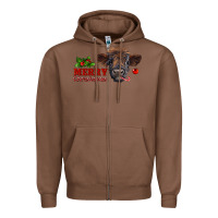 Chestnut Merry Christmas Calf Zipper Hoodie - RanaPortraitStore