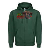 Sports Green Merry Christmas Calf Zipper Hoodie - RanaPortraitStore