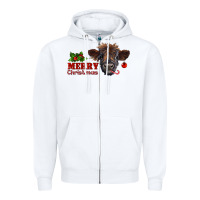 White Merry Christmas Calf Zipper Hoodie - RanaPortraitStore