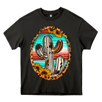 Asphalt cowhide serape and sunflower cactus Heavy Core Tee - Jasminsmagicworld