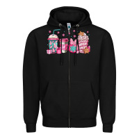 Black pink Christmas coffee Zipper Hoodie - Jasminsmagicworld