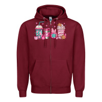 Burgundy pink Christmas coffee Zipper Hoodie - Jasminsmagicworld